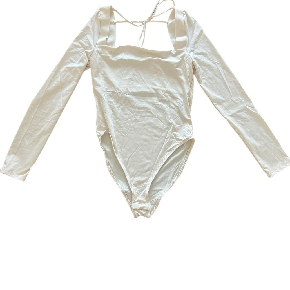Topshop Cream Long Sleeve Bodysuit
